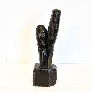 Vintage Abstract Wooden Sculpture of Intertwined Figures, Makonde Style